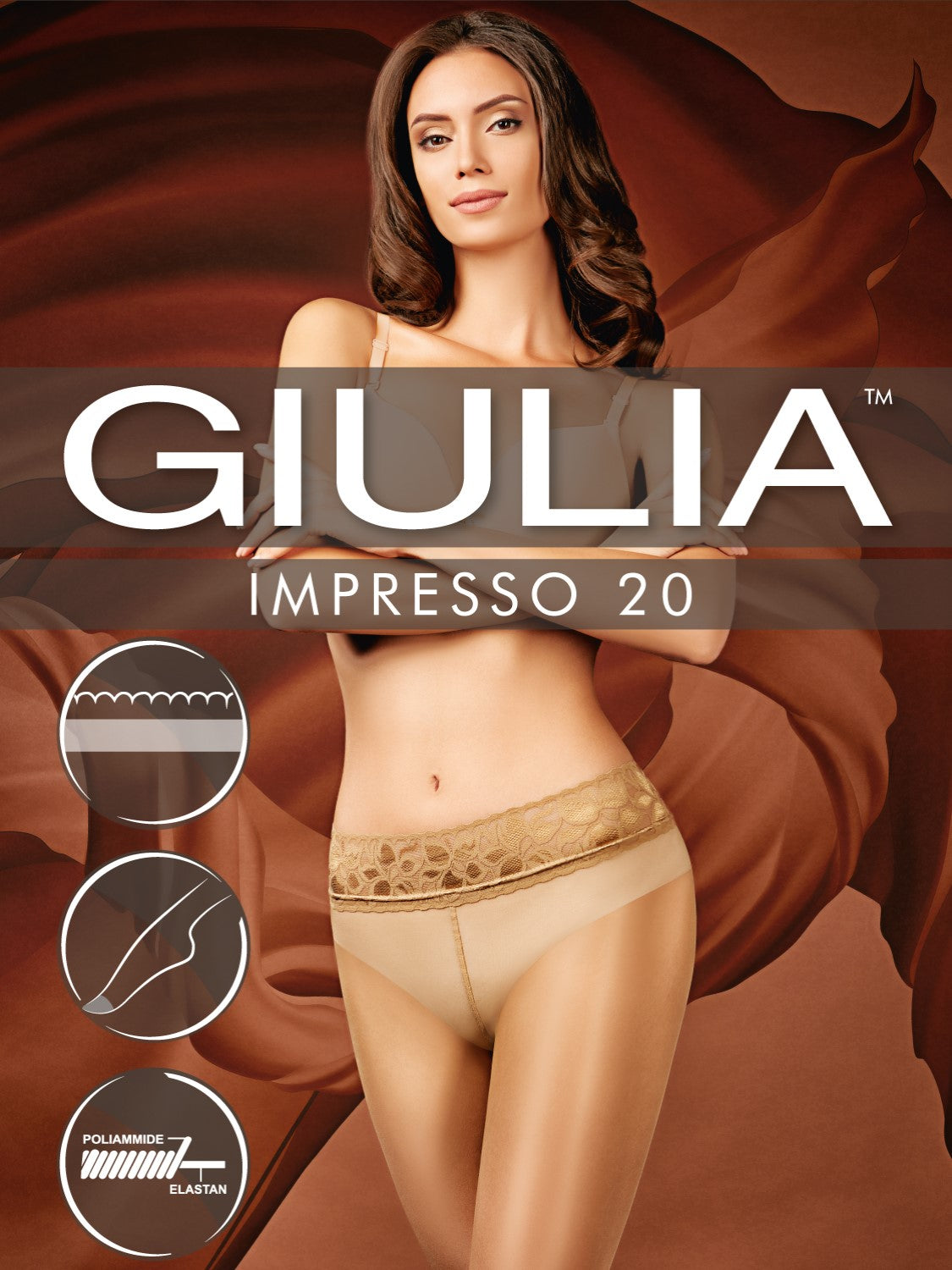 Giulia Impresso 20 denier lace seamless tights - Hosetess